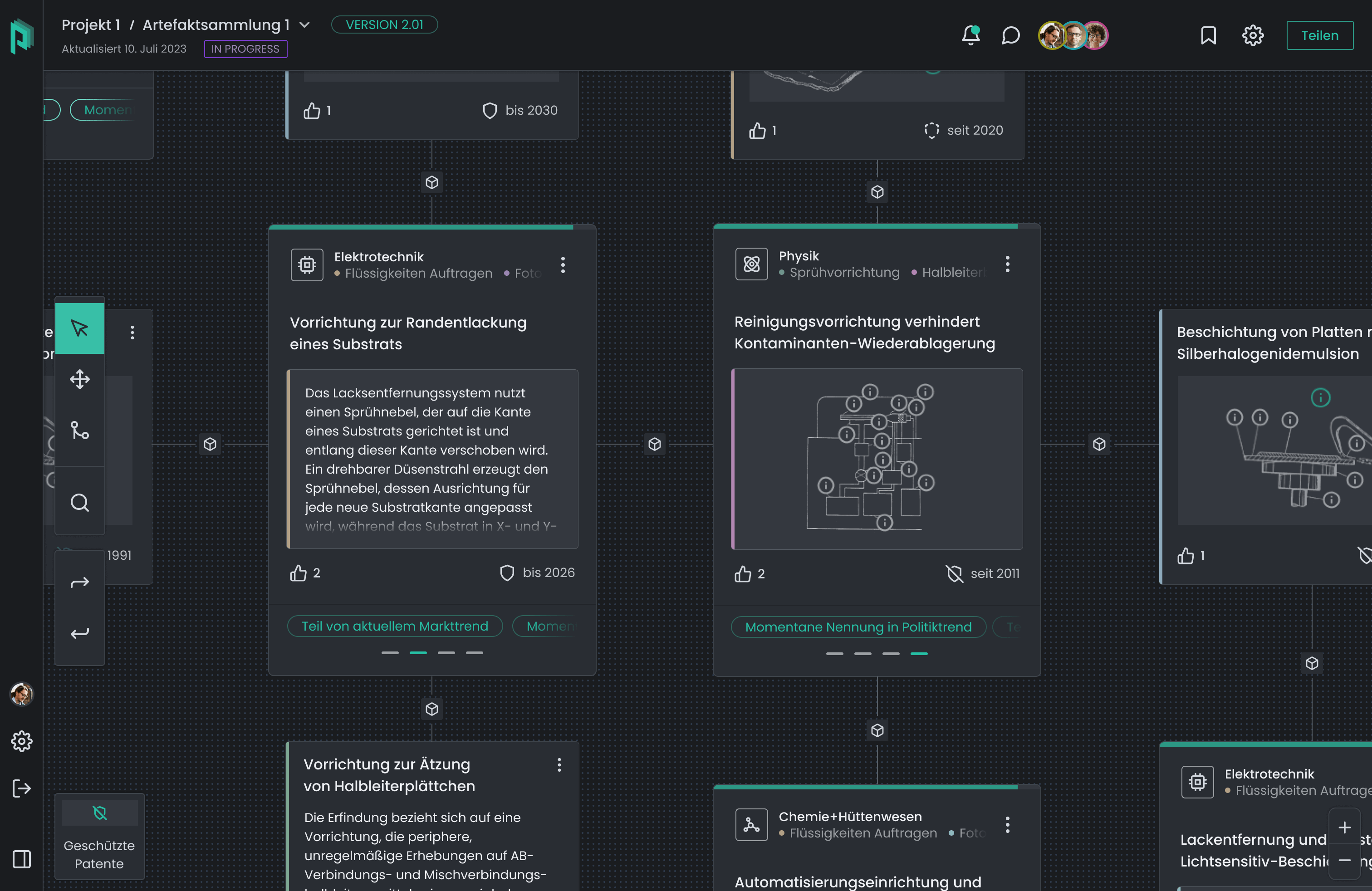 A screen of a platform named as Spiral, where it shows task management view in collaborative mode